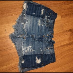 AMERICAN EAGLE COLORBLOCK JEAN SHORTS